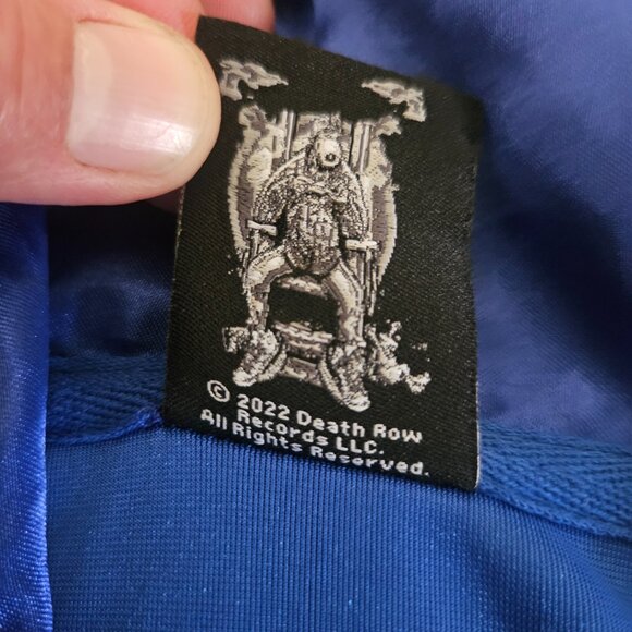 Death Row Records Blue Velour Logo Hoodie Pullover – Unisex Large - Picture 4 of 10